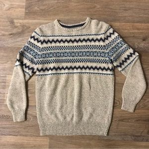 O’Hanlon Mills Men's Beige Wool Sweater - Size Small